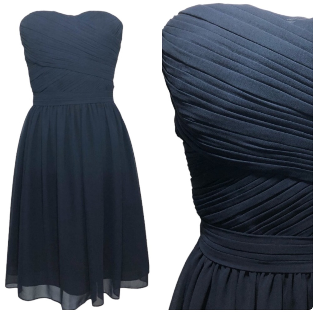 Bill Levkoff Strapless Navy Dress